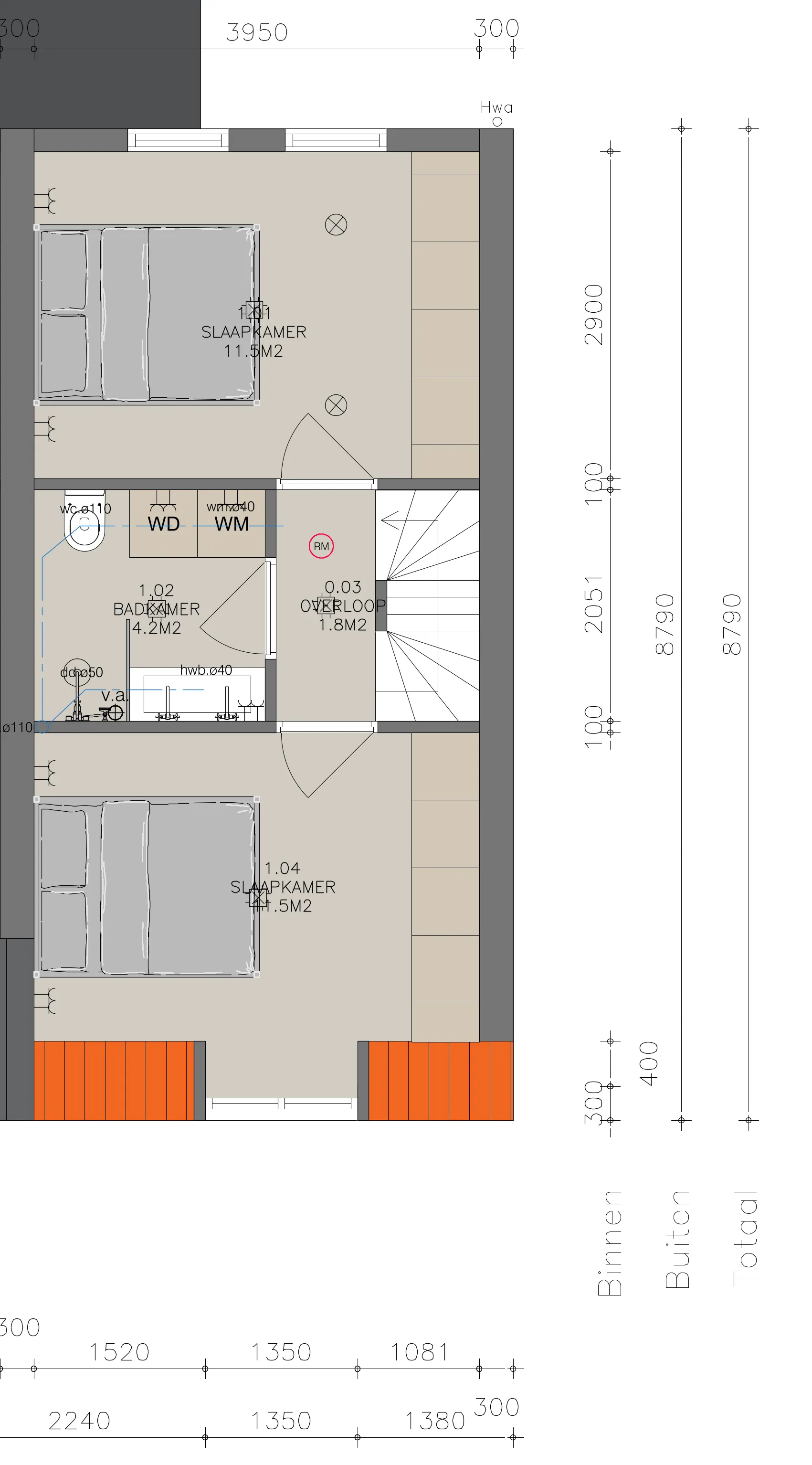 Plattegrond eerste verdieping Noorderstraat 28-30 28