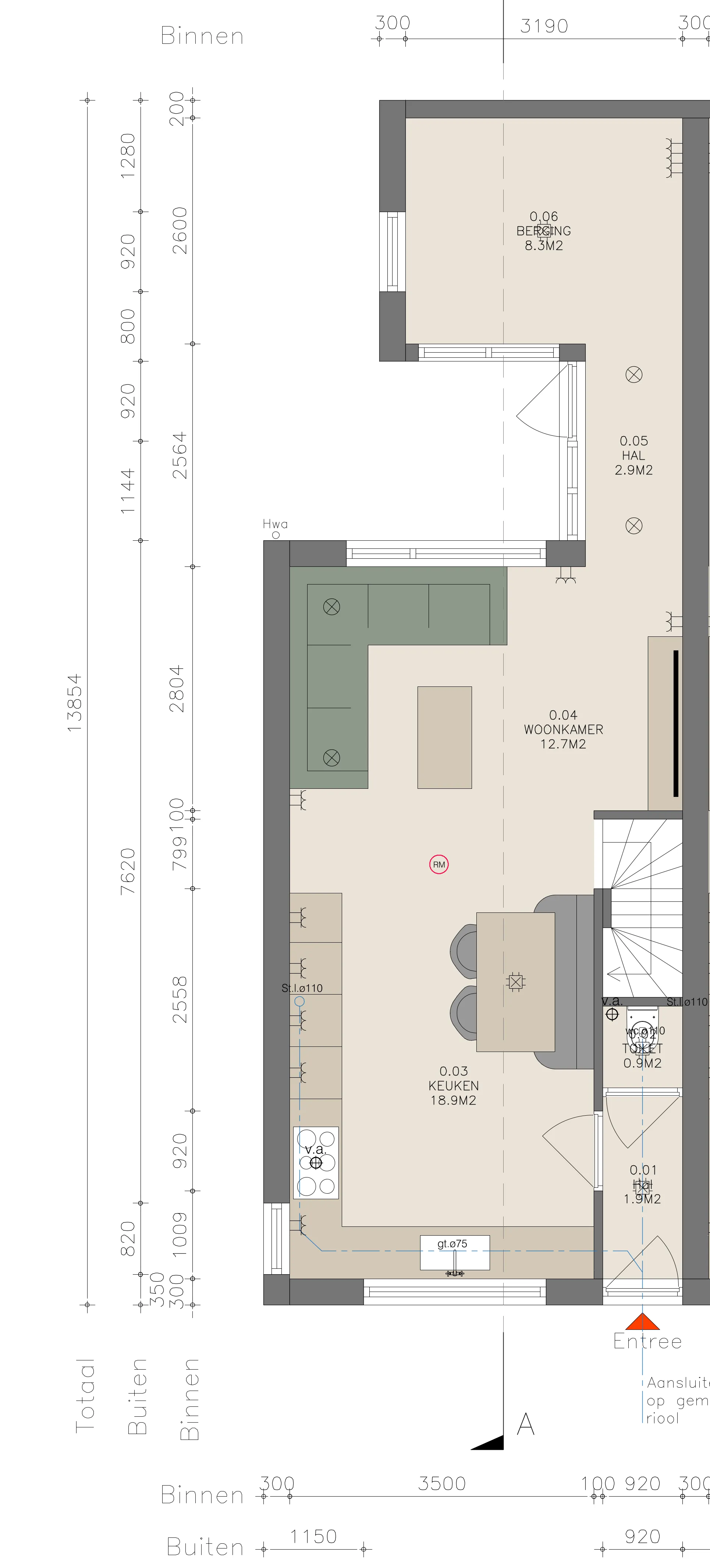 Plattegrond begane grond Noorderstraat 28-30 30